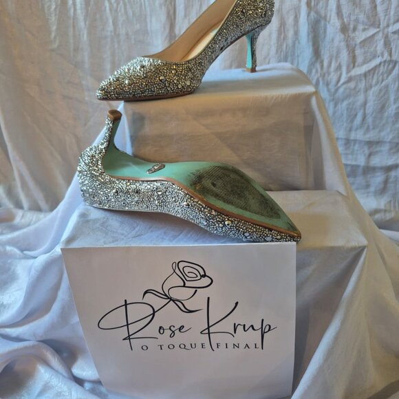 Betsey Johnson Rhinestone full pumps heels shoes - Picture 3 of 7
